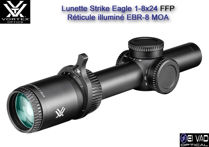 Lunette VORTEX Strike Eagle 1-8x24 FFP Gen 3 - Réticule EBR-8 MOA
