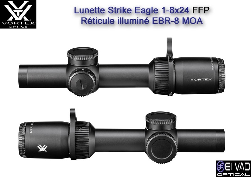 Lunette VORTEX Strike Eagle 1-8x24 FFP Gen 3 - Réticule EBR-8 MOA
