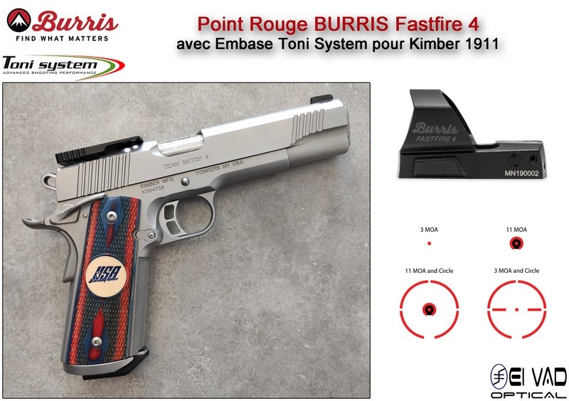 Point Rouge Multi-Réticules BURRIS FastFire 4 pour Kimber 1911