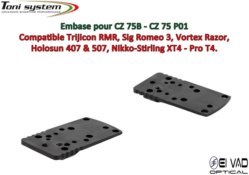 Embase TS pour CZ 75B - 75 P01- Version B - Compatible Trijicon RMR, Holosun 407C & 507C