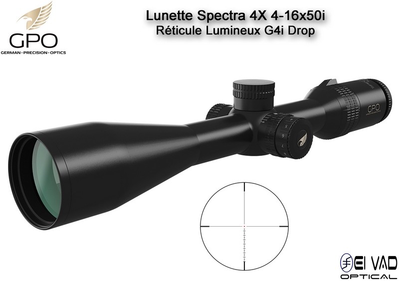 Lunette Chasse GPO SPECTRA 4X 4-16x50i – Réticule Lumineux G4i Drop