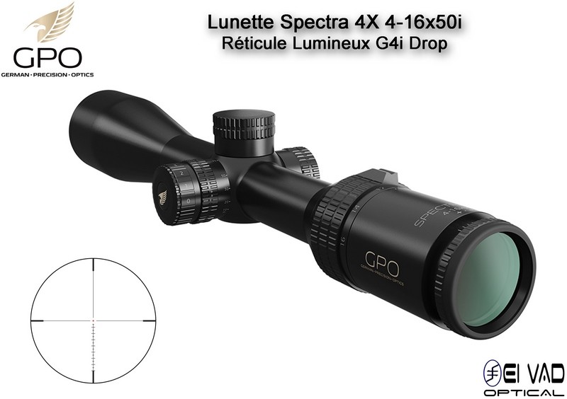 Lunette Chasse GPO SPECTRA 4X 4-16x50i – Réticule Lumineux G4i Drop