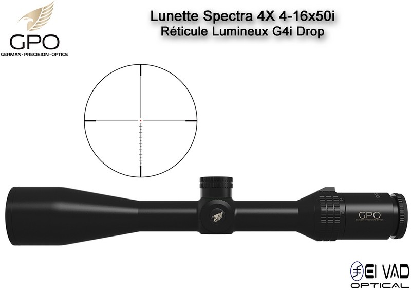 Lunette Chasse GPO SPECTRA 4X 4-16x50i – Réticule Lumineux G4i Drop