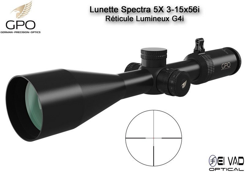Lunette Chasse GPO SPECTRA 5X 3-15x56i – Réticule Lumineux G4i par Fibre Optique