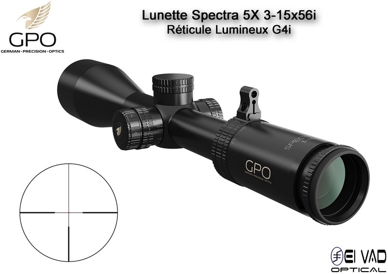Lunette Chasse GPO SPECTRA 5X 3-15x56i – Réticule Lumineux G4i par Fibre Optique