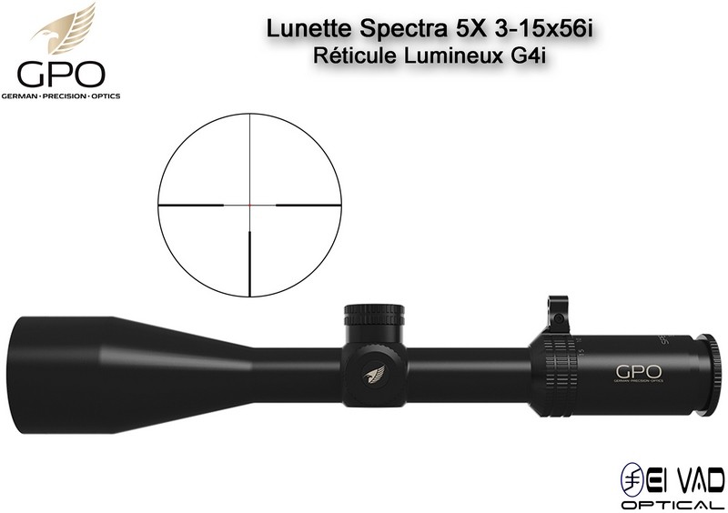 Lunette Chasse GPO SPECTRA 5X 3-15x56i – Réticule Lumineux G4i par Fibre Optique