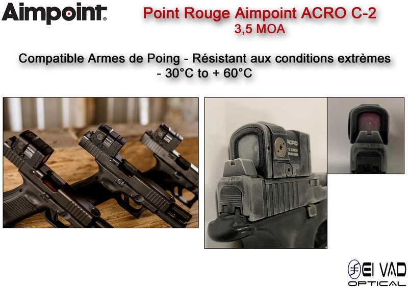 Point Rouge AIMPOINT ACRO C-2 - 3,5 MOA - pour GLOCK MOS