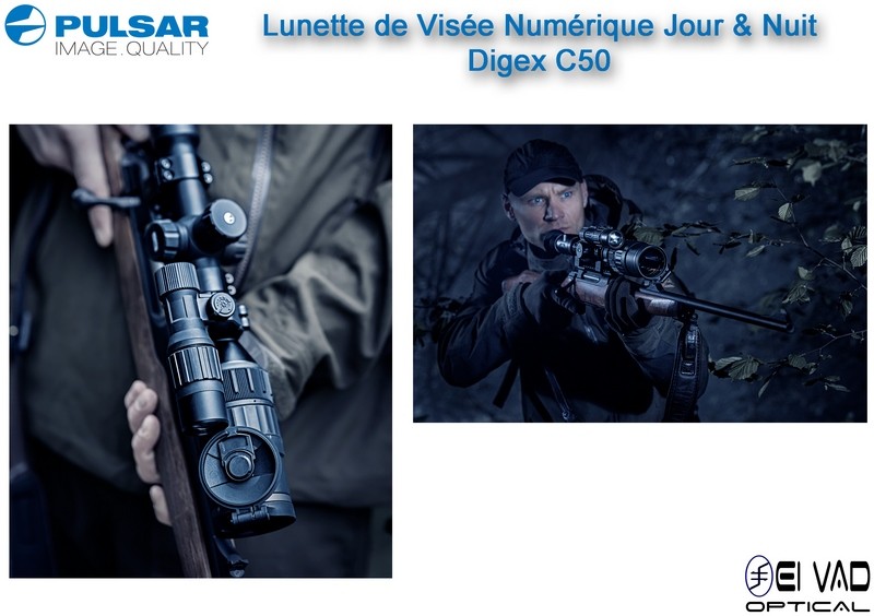 PULSAR - Lunette de Visée Numérique Jour & Nuit - Digex C50 - Lampe Digex-X940S
