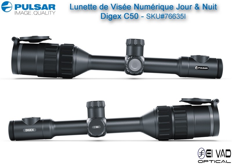PULSAR - Lunette de Visée Numérique Jour & Nuit - Digex C50 - Lampe Digex-X940S