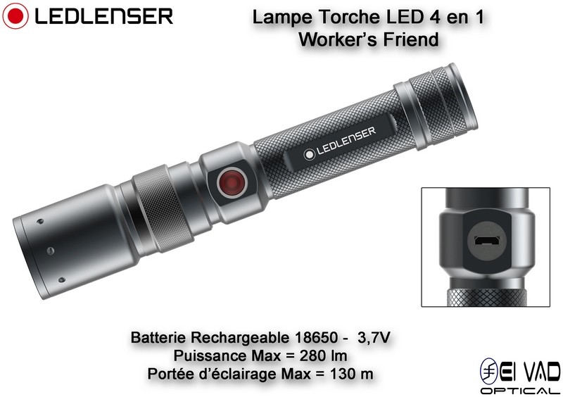 LEDLENSER - Lampe Torche LED 4 en 1 - Worker's Friend