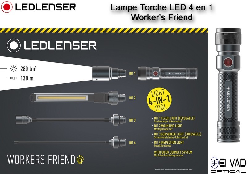 LEDLENSER - Lampe Torche LED 4 en 1 - Worker's Friend
