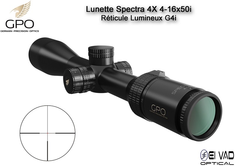 Lunette Chasse GPO SPECTRA 4X 4-16x50i - Réticule Lumineux G4i par Fibre Optique