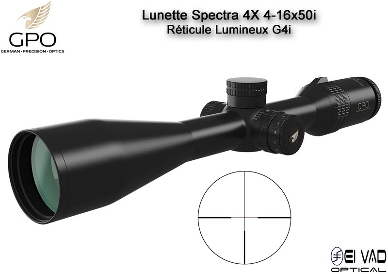 Lunette Chasse GPO SPECTRA 4X 4-16x50i - Réticule Lumineux G4i par Fibre Optique