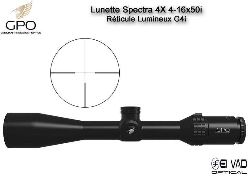 Lunette Chasse GPO SPECTRA 4X 4-16x50i - Réticule Lumineux G4i par Fibre Optique