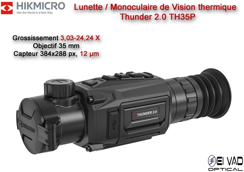 Lunette / Monoculaire Thermique HIKMICRO Thunder TH35P 2.0 – Avec Montage Picatinny