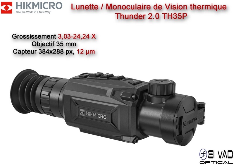 Lunette / Monoculaire Thermique HIKMICRO Thunder TH35P 2.0 – Avec Montage Picatinny