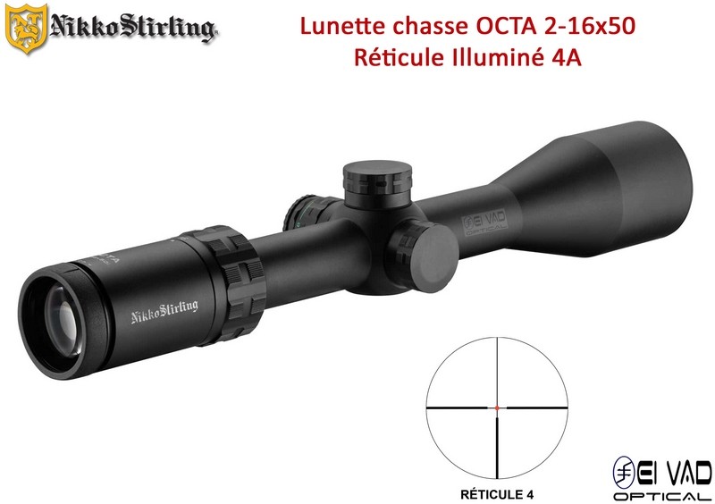 Lunette de Chasse Nikko Stirling OCTA 2-16x50 - Réticule 4A lumineux