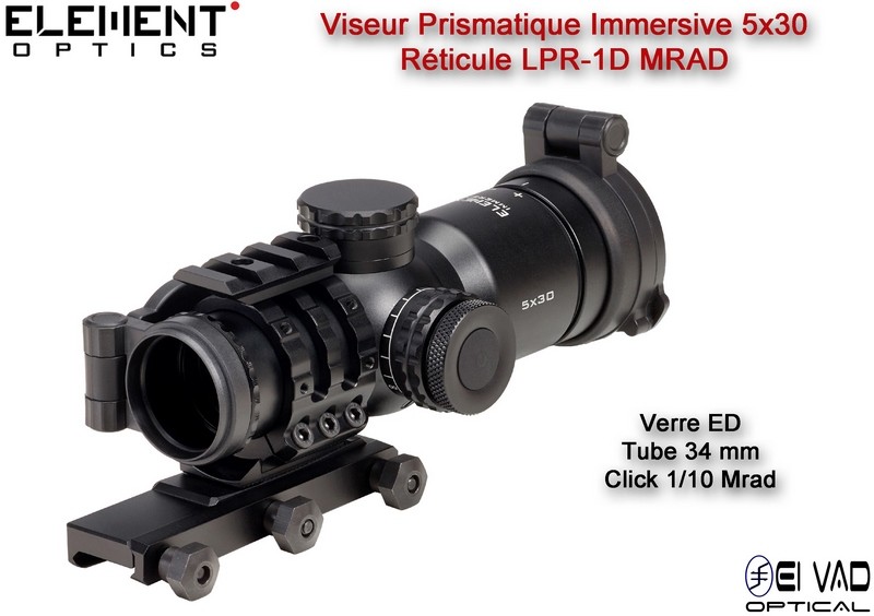 Viseur / Prism Scope Element Optics IMMERSIVE 5x30 - Réticule Lumineux LRD-1P Mrad