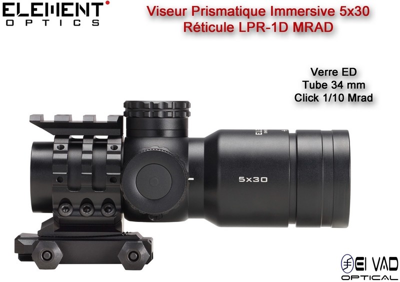 Viseur / Prism Scope Element Optics IMMERSIVE 5x30 - Réticule Lumineux LRD-1P Mrad