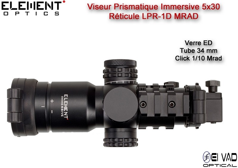 Viseur / Prism Scope Element Optics IMMERSIVE 5x30 - Réticule Lumineux LRD-1P Mrad