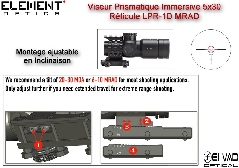 Viseur / Prism Scope Element Optics IMMERSIVE 5x30 - Réticule Lumineux LRD-1P Mrad