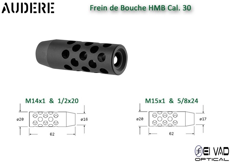 Frein de bouche AUDERE HMB Inox Cal.30 - 15x100