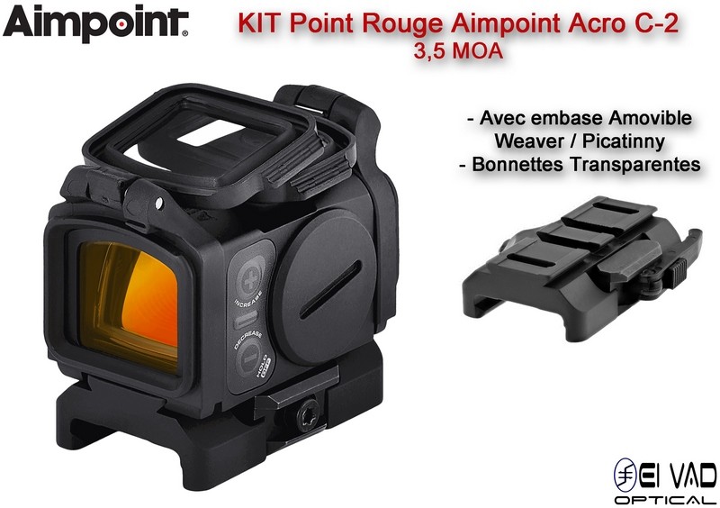 KIT Point Rouge AIMPOINT ACRO C-2 - 3,5 MOA - Montage amovible et Bonnettes