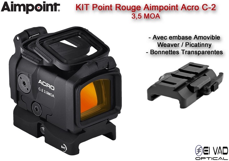 KIT Point Rouge AIMPOINT ACRO C-2 - 3,5 MOA - Montage amovible et Bonnettes