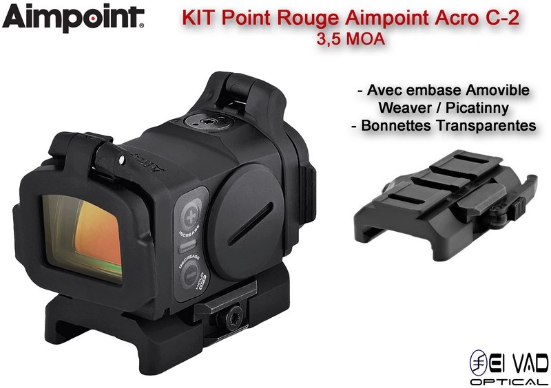 KIT Point Rouge AIMPOINT ACRO C-2 - 3,5 MOA - Montage amovible et Bonnettes