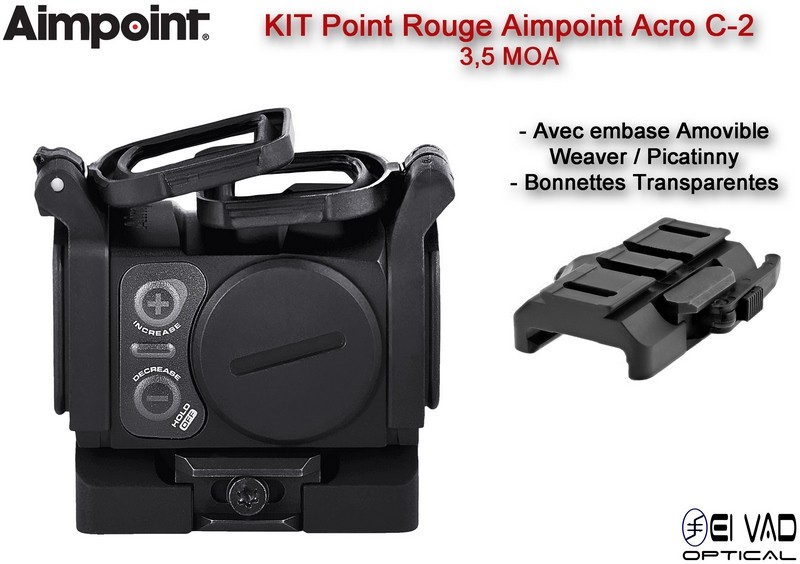 KIT Point Rouge AIMPOINT ACRO C-2 - 3,5 MOA - Montage amovible et Bonnettes