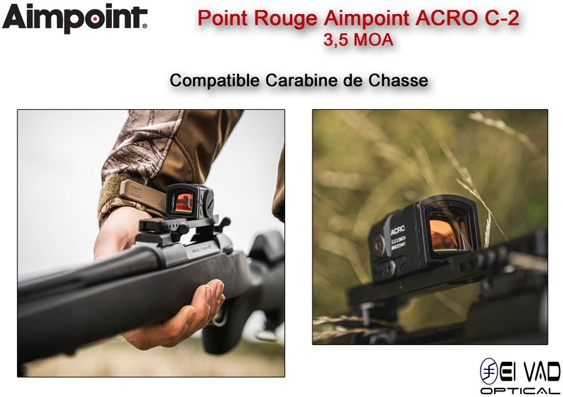 KIT Point Rouge AIMPOINT ACRO C-2 - 3,5 MOA - Montage amovible et Bonnettes