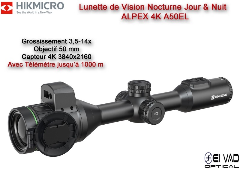 Lunette HIKMICRO de Vision Nocturne ALPEX 4K A50EL avec Télémètre