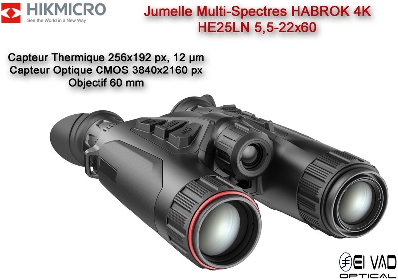 Jumelle HIKMICRO Multi-Spectres HABROK 4K - HE25LN 5,5-22X60