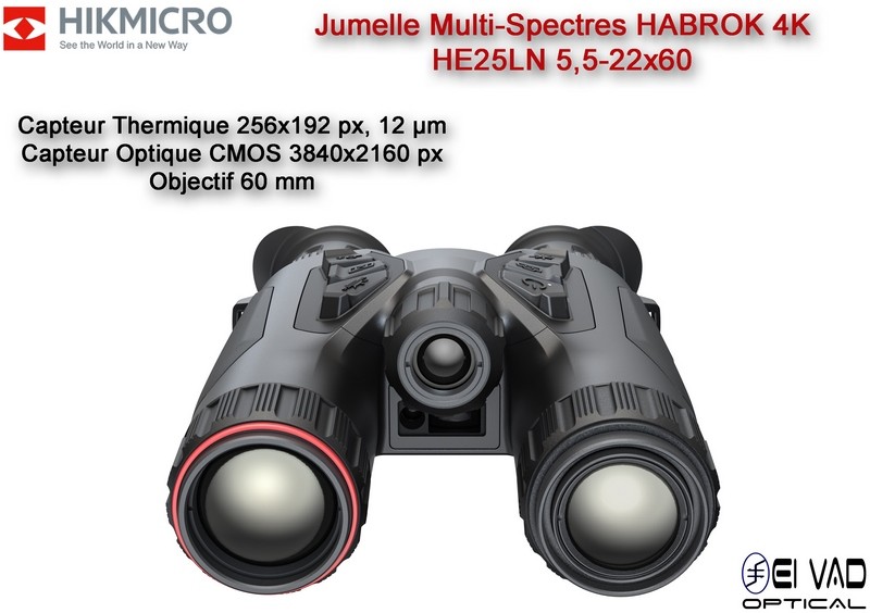 Jumelle HIKMICRO Multi-Spectres HABROK 4K - HE25LN 5,5-22X60