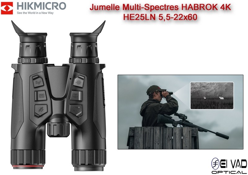 Jumelle HIKMICRO Multi-Spectres HABROK 4K - HE25LN 5,5-22X60