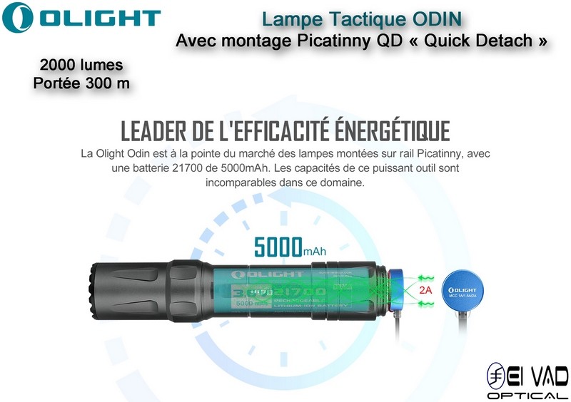 Lampe Tactique Olight ODIN - 2000 lumes