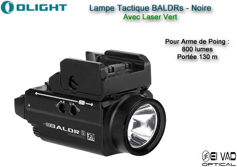 Lampe Tactique Olight Baldr S - Laser Vert - Pour Arme de Poing