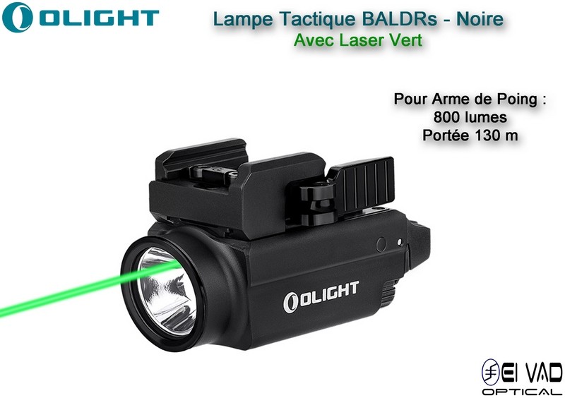 Lampe Tactique Olight Baldr S - Laser Vert - Pour Arme de Poing