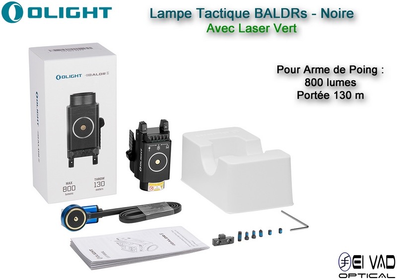 Lampe Tactique Olight Baldr S - Laser Vert - Pour Arme de Poing