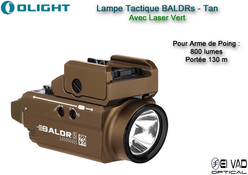 Lampe Tactique Olight Baldr S - Laser Vert - Couleur TAN