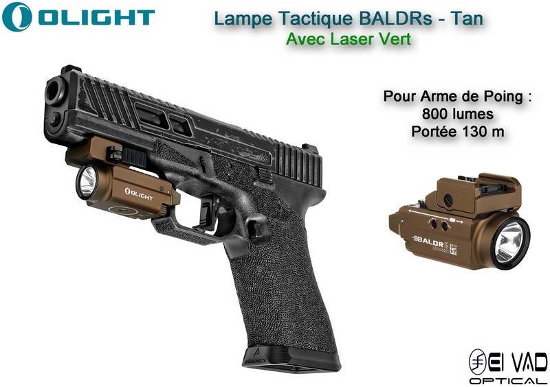 Lampe Tactique Olight Baldr S - Laser Vert - Couleur TAN