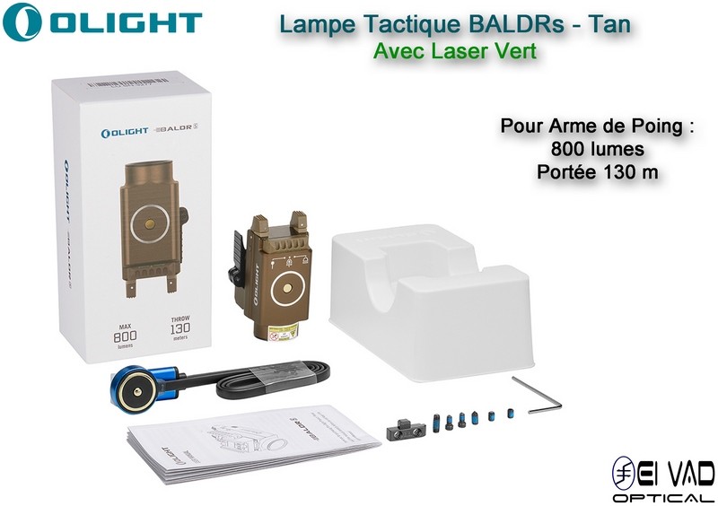 Lampe Tactique Olight Baldr S - Laser Vert - Couleur TAN