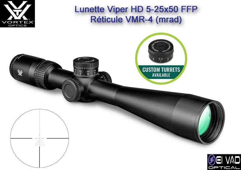 Lunette VORTEX Viper HD 5-25×50 FFP – Réticule VMR-4 Mrad