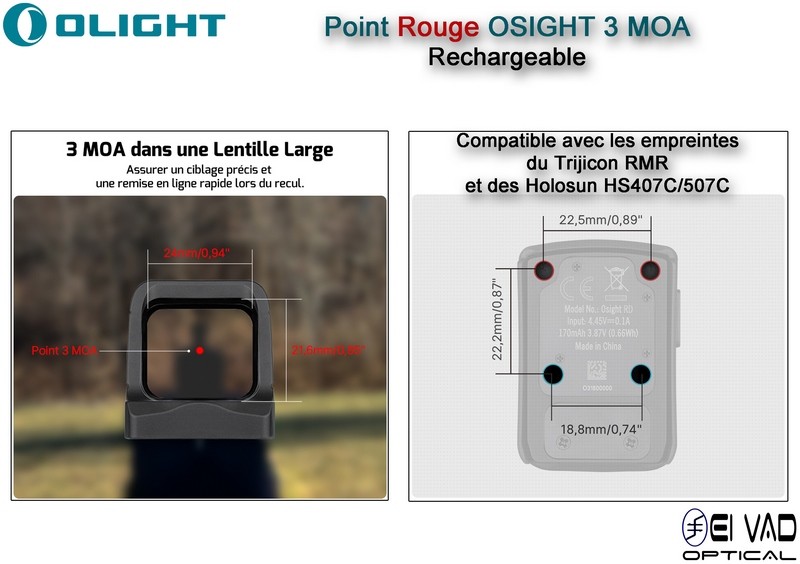 Point Rouge Olight OSIGHT 3 MOA Rechargeable - Couleur FDE
