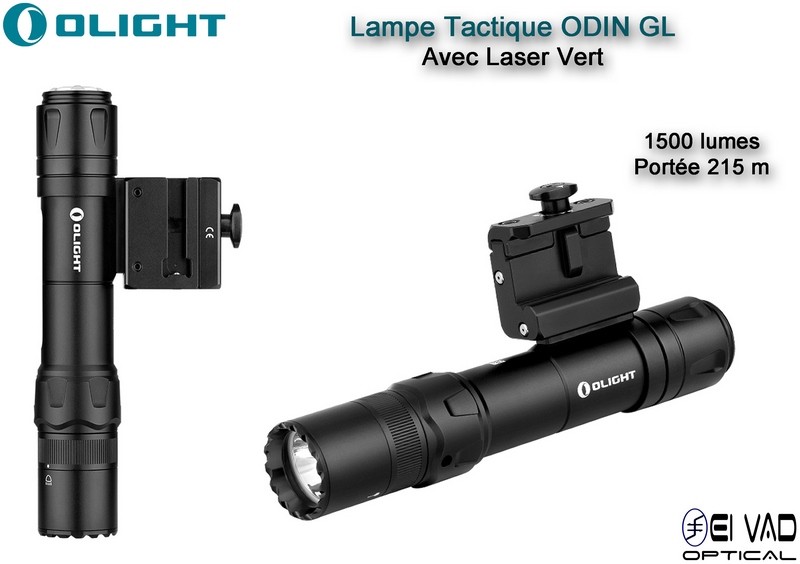 Lampe Tactique Olight ODIN GL avec Laser Vert - Montage Picatinny