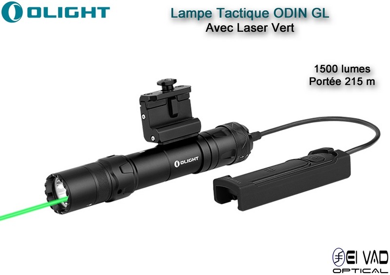 Lampe Tactique Olight ODIN GL avec Laser Vert - Montage Picatinny