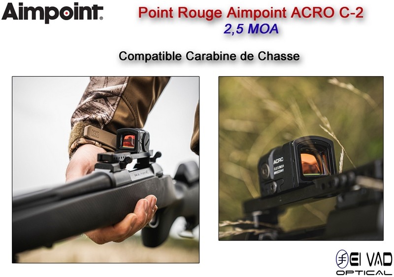Point Rouge AIMPOINT ACRO C-2 - 2,5 MOA - avec Bonnettes