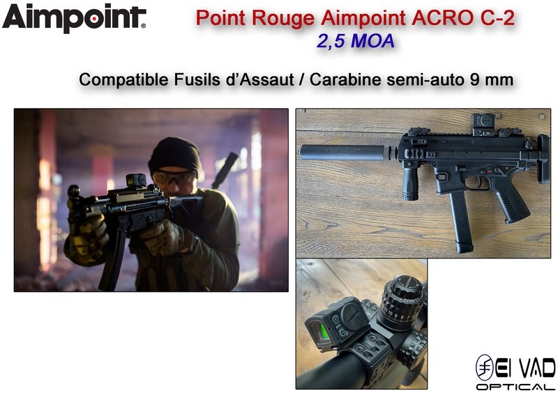 Point Rouge AIMPOINT ACRO C-2 - 2,5 MOA - avec Bonnettes