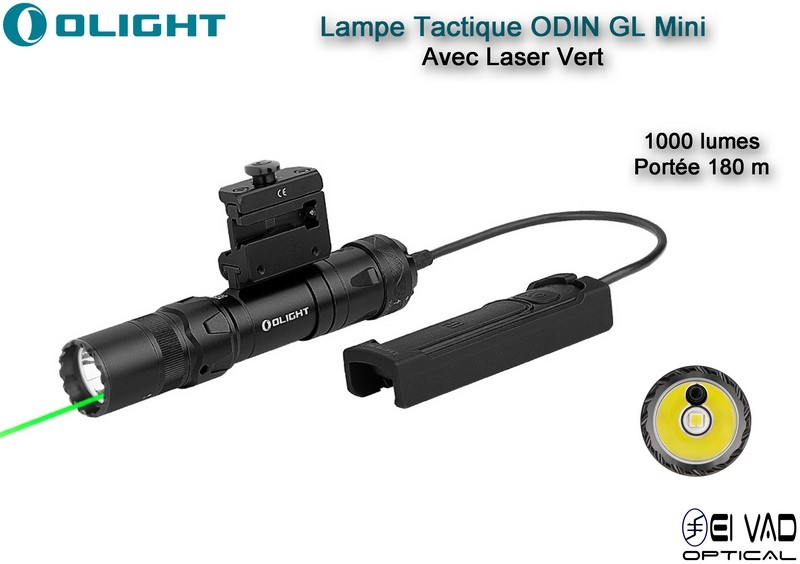 Lampe Tactique Olight ODIN GL Mini avec Laser Vert - Montage Picatinny