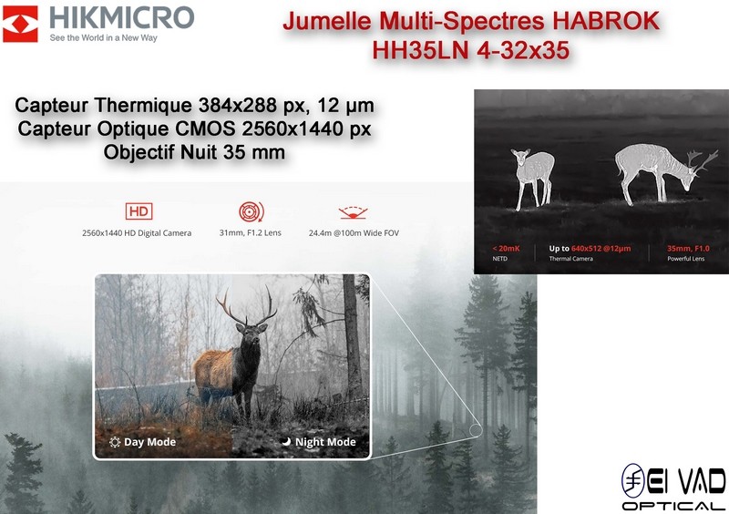 Jumelle HIKMICRO Multi-Spectres HABROK - HH35LN 4-32x35